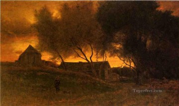 tonalism tonalist Painting - The Gloaming landscape Tonalist George Inness